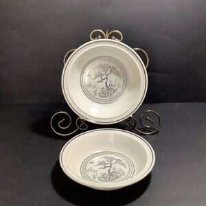 ROYAL DOULTON LAMBETHWARE Asian Dawn 2 Rim Soup Bowls Exc. Unused Condition!!